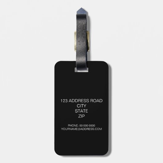 黒く及び白くストライプのでパーソナライズな荷物のラベル ラゲッジタグ (裏面縦)