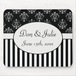 黒く及び白くストライプのなバロック マウスパッド