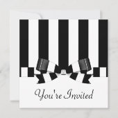 黒く及び白くストライプのな結婚式のクラシック 招待状 (正面)