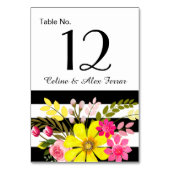 黒く及び白くストライプのな花はカード|黄色を台に置きます テーブルナンバー (正面)