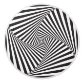 黒く及び白くストライプのな風車の陶磁器のノブ セラミックノブ (正面)