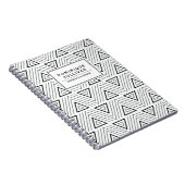 黒く及び白くモダンな三角形パターンノート ノートブック (右側)