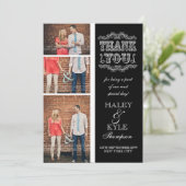 黒く及び白く上品な結婚式は写真カード感謝していしています サンキューカード (スタンド正面)