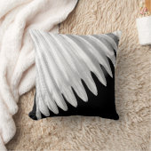 黒く及び白く写実的な葉 クッション (ブランケット)