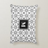 黒く及び白く幾何学的なモノグラムのアクセントの枕 アクセントクッション (裏面(縦))