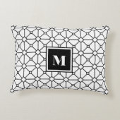 黒く及び白く幾何学的なモノグラムのアクセントの枕 アクセントクッション (裏面)