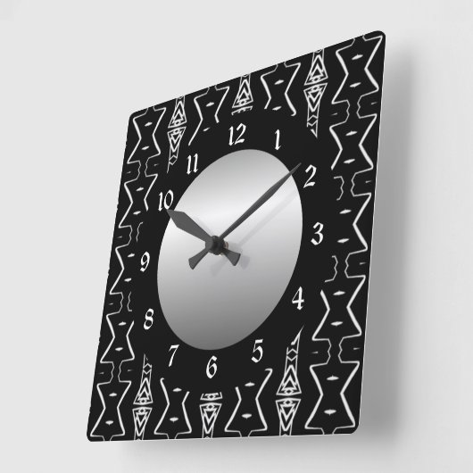 黒く及び白く幾何学的な三角形の柱時計 スクエア壁時計 (傾斜)