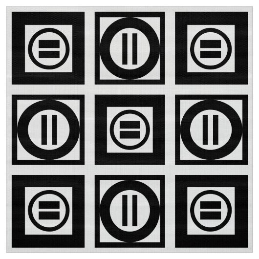 黒く及び白く幾何学的な等号パターン生地 ファブリック (見本)