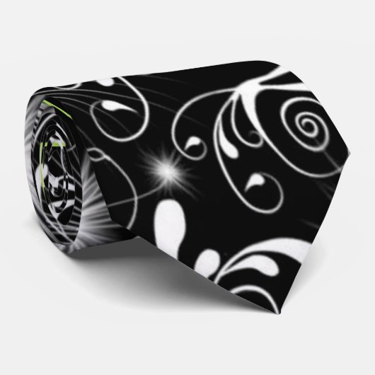 黒く及び白く渦巻形のなタイ ネクタイ (ロール)