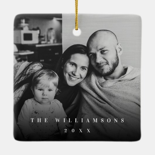 黒く及び白く粋なくるみ割りの写真のクリスマス セラミックオーナメント (裏面)