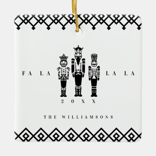 黒く及び白く粋なくるみ割りの写真のクリスマス セラミックオーナメント (正面)