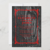 黒く及び赤く素朴な納屋木結婚式招待状 招待状 (正面)