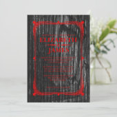 黒く及び赤く素朴な納屋木結婚式招待状 招待状 (スタンド正面)