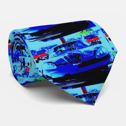 黒く及び青のコルベットZ06の前部分そしてフード ネクタイ (ロール)