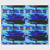 黒く及び青のコルベットZ06の前部分そしてフード ラッピングペーパー (フラット)