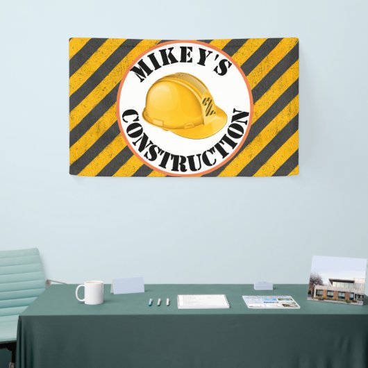 黒く及び黄色の建築のヘルメットの第2誕生日 横断幕 (トレードショー)