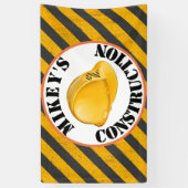 黒く及び黄色の建築のヘルメットの第2誕生日 横断幕 (縦)