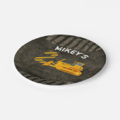 黒く及び黄色の建築車の第2誕生日 ペーパープレート (アングル)