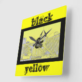 黒く及び黄色の時計 スクエア壁時計 (傾斜)