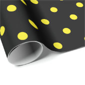 黒く大きい宇宙の黄色い水玉模様 ラッピングペーパー (ロールコーナー)