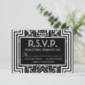 黒く幾何学的なRSVPカード 出欠カード (スタンド正面)
