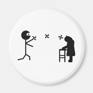 黒く悪い忍者の戦いのおばあさん マグネット