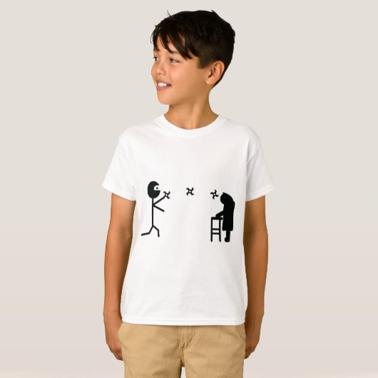 黒く悪い忍者の戦いのおばあさん Tシャツ (正面フル)