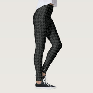 黒く暗いチャコールグレーPied De Poule Houndstooth レギンス
