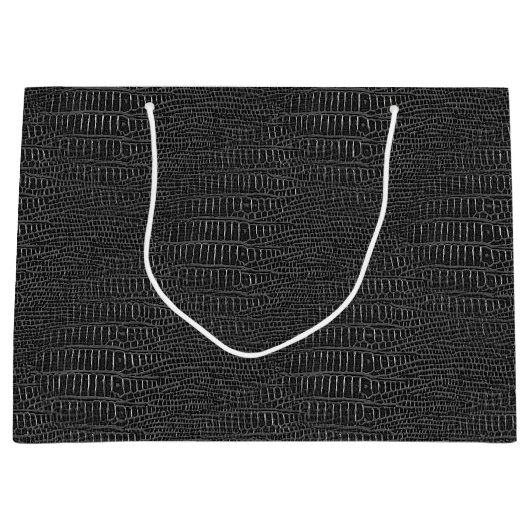 黒く現実的なわに皮の一見 ラージペーパーバッグ (正面)