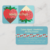 黒く白いチョコレートで覆われたイチゴの果物 名刺 (正面/裏面)