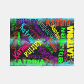 黒く総括的でカラフルで明るいネオン一流のコラージュ フリースブランケット (正面(横))