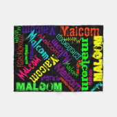 黒く総括的でカラフルで明るいネオン一流のコラージュ フリースブランケット (正面(横))