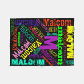 黒く総括的でカラフルで明るいネオン一流のコラージュ フリースブランケット (正面(横))