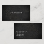黒く荒い石造りの表面の一見 名刺 (正面/裏面)
