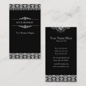 黒く華美なダマスク織の名刺のテンプレート 名刺 (正面/裏面)