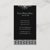 黒く華美なダマスク織の名刺のテンプレート 名刺 (裏面)