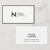 黒く薄いフレームの最小主義のモノグラムの白 名刺 (正面/裏面)