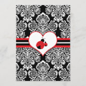 黒く赤いてんとう虫のダマスク織のベビーシャワーメニュー メニュー (裏面)