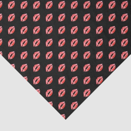 黒く赤いキスの唇の口紅のギフトのティッシュペーパー 薄葉紙 (詳細)