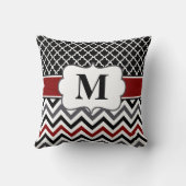 黒く赤いクローバーシェブロン クッション (裏面)