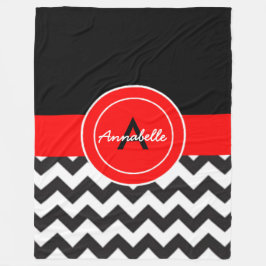 黒く赤いシェブロン フリースブランケット