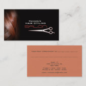 黒く赤いヘアーサロンのアポイントメントの名刺 予約カード (正面/裏面)