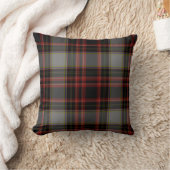 黒く赤い灰色のイエロー・ゴールドのタータンチェック格子縞 クッション (ブランケット)
