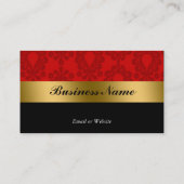 黒く赤い金ゴールドのダマスク織の名刺 名刺 (裏面)
