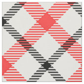 黒く赤く白いタータンチェック、水牛の格子縞パターン ファブリック (クローズアップ)