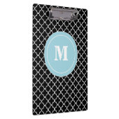 黒く青いクローバーのモノグラムのクリップボード クリップボード (右)