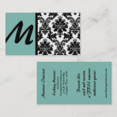 黒く青いダマスク織の名刺 名刺 (正面/裏面)