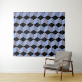 黒く青いヒースのパターンを繰り返すダイヤモンド タペストリー (インサイチュ(横))