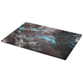 黒く青い白によって大理石模様をつけられるペンキパターン カッティングボード (角)