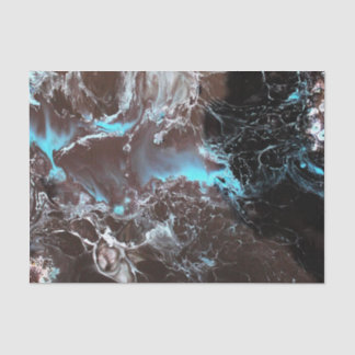 黒く青い白によって大理石模様をつけられるペンキパターン 薄葉紙